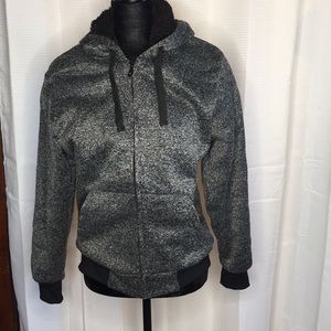 Charcoal black Sherpa lined zippered hoodie